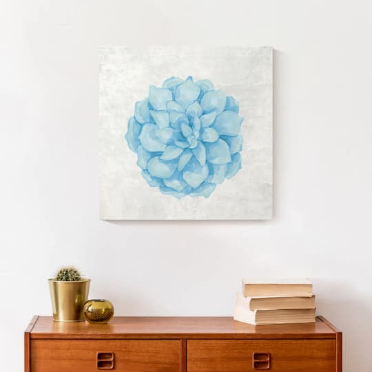 Soft Blue Succulent 16" x 16" Canvas Wall Art